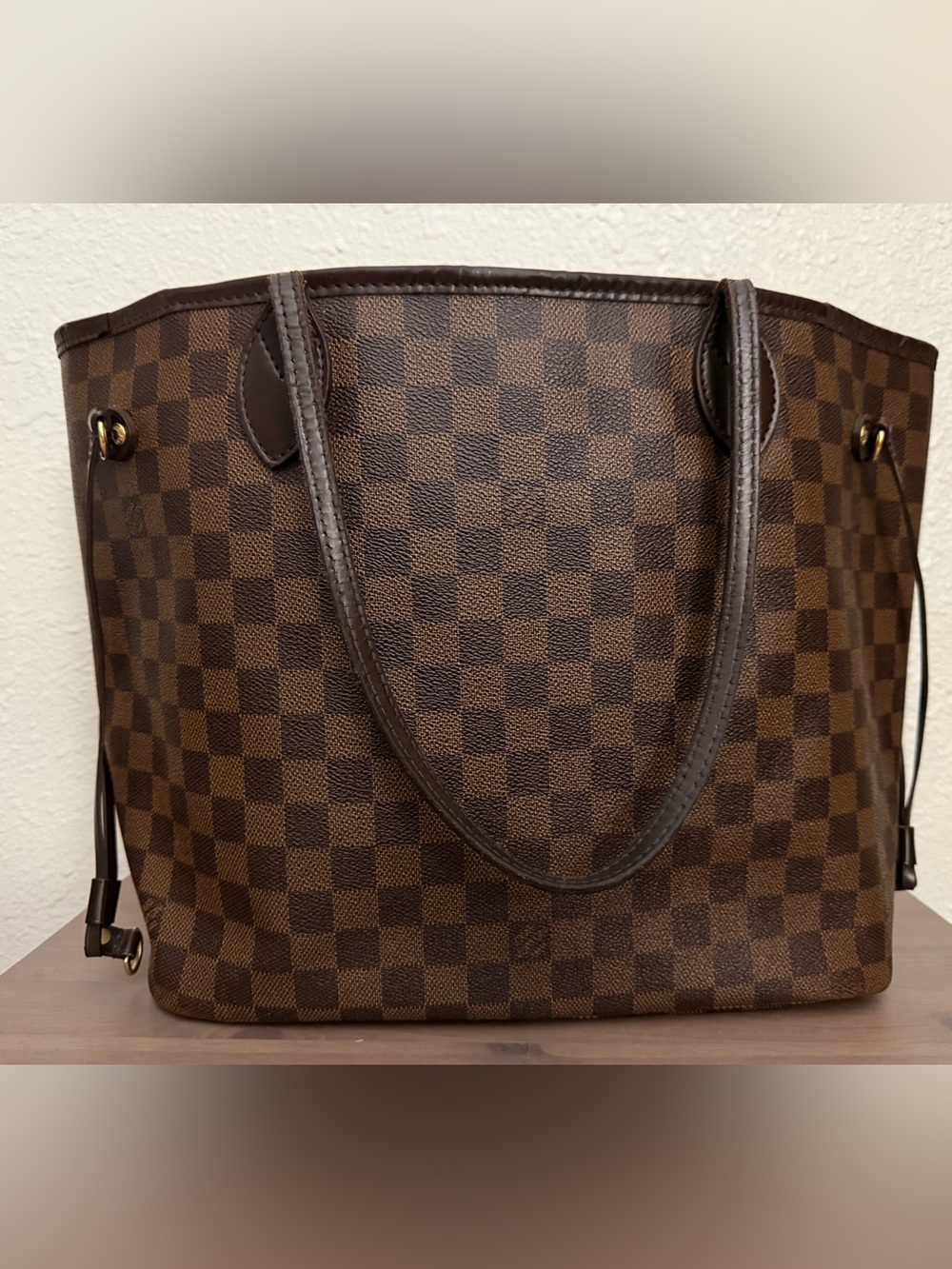 Louis Vuitton Neverfull Brown Classic Checker Tote Bag